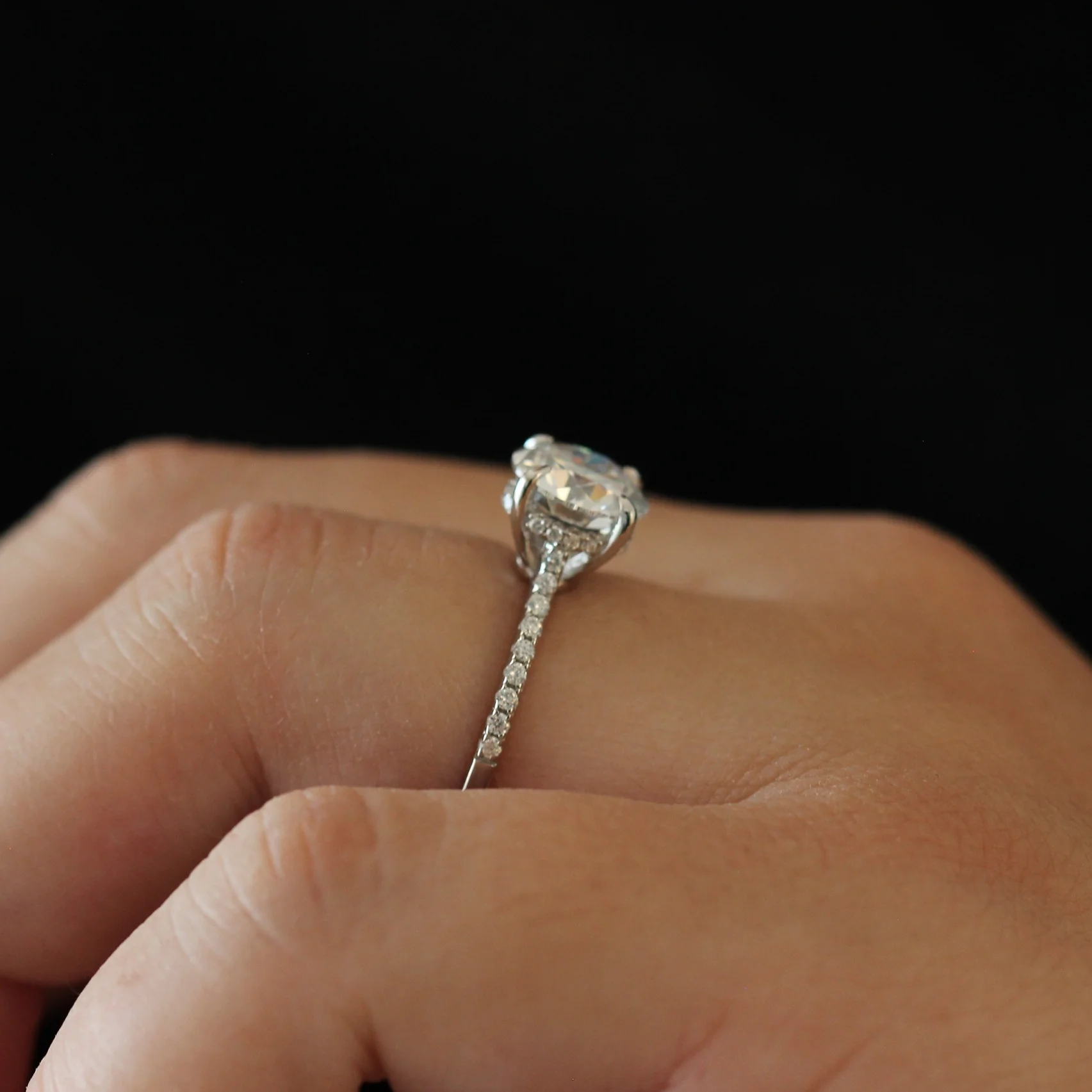 Cannes 2 Ct Round Pave Set Moissanite Ring - Image 3