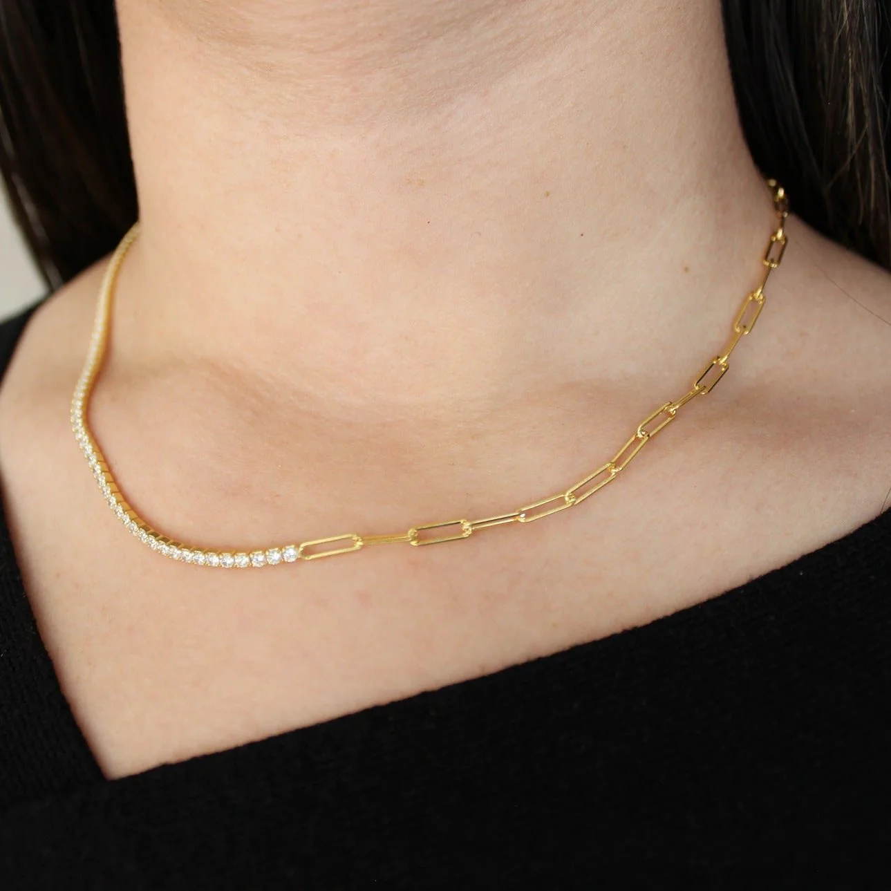 Charlotte Tennis Link Necklace - Gold - Image 3
